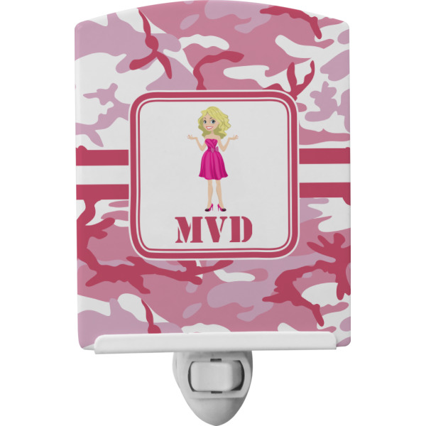 Custom Pink Camo Ceramic Night Light (Personalized)