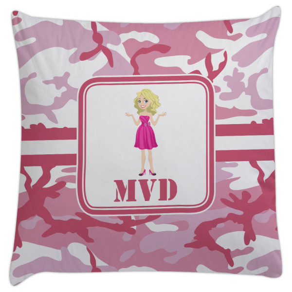 Custom Pink Camo Decorative Pillow Case (Personalized)