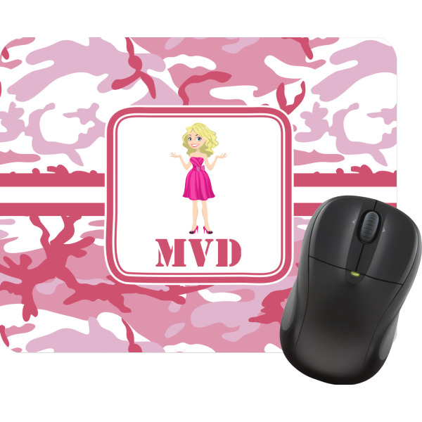 Custom Pink Camo Rectangular Mouse Pad (Personalized)