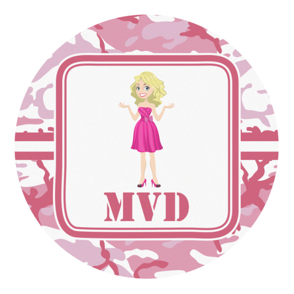 Custom Pink Camo Round Decal (Personalized)