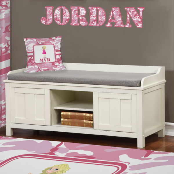 Custom Design - Wall Name Decal Above Storage bench