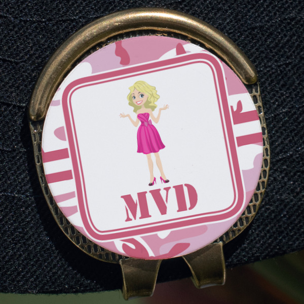 Custom Design - Golf Ball Marker Hat Clip - Gold - Close Up