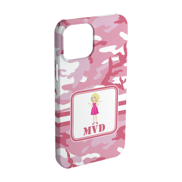 Custom Pink Camo iPhone Case - Plastic - iPhone 15 Pro (Personalized)
