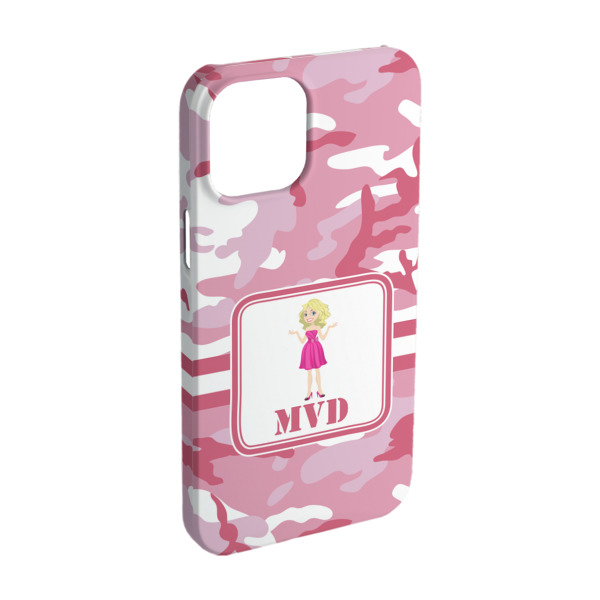 Custom Pink Camo iPhone Case - Plastic - iPhone 15 (Personalized)