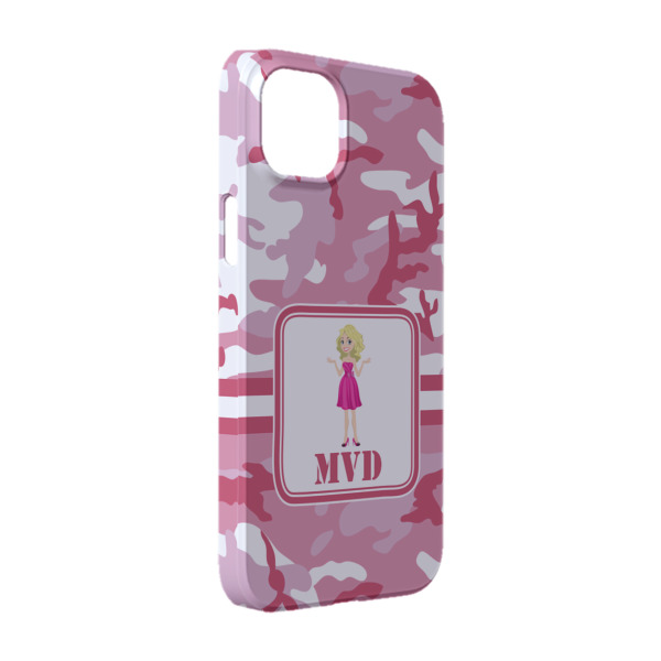 Custom Pink Camo iPhone Case - Plastic - iPhone 14 Pro (Personalized)