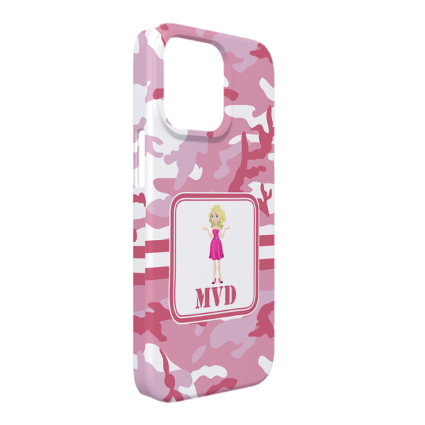 Custom Pink Camo iPhone Case - Plastic - iPhone 13 Pro Max (Personalized)
