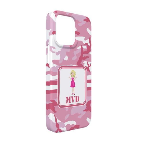 Custom Pink Camo iPhone Case - Plastic - iPhone 13 Pro (Personalized)