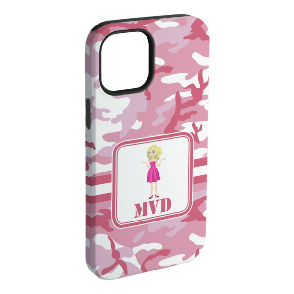 Custom Pink Camo iPhone Case - Rubber Lined (Personalized)