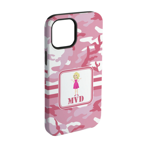 Custom Pink Camo iPhone Case - Rubber Lined - iPhone 15 (Personalized)