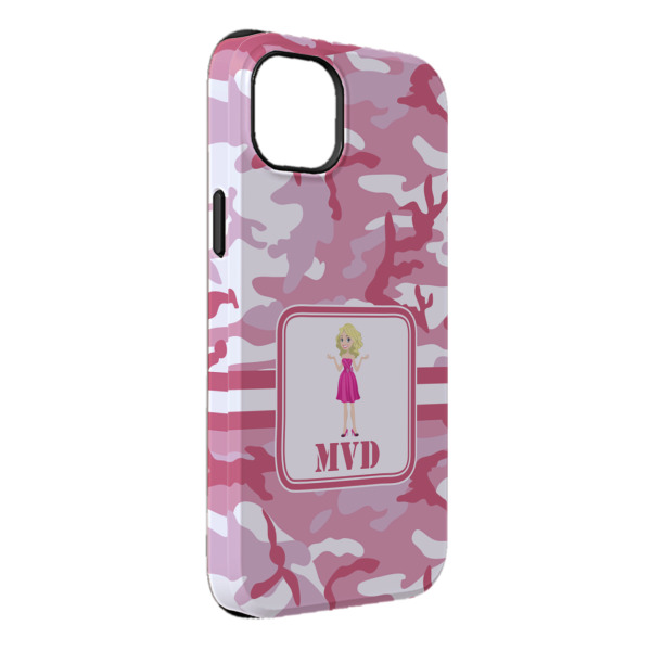 Custom Pink Camo iPhone Case - Rubber Lined - iPhone 14 Pro Max (Personalized)