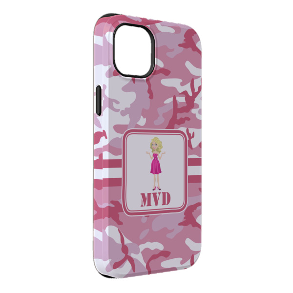 Custom Pink Camo iPhone Case - Rubber Lined - iPhone 14 Plus (Personalized)