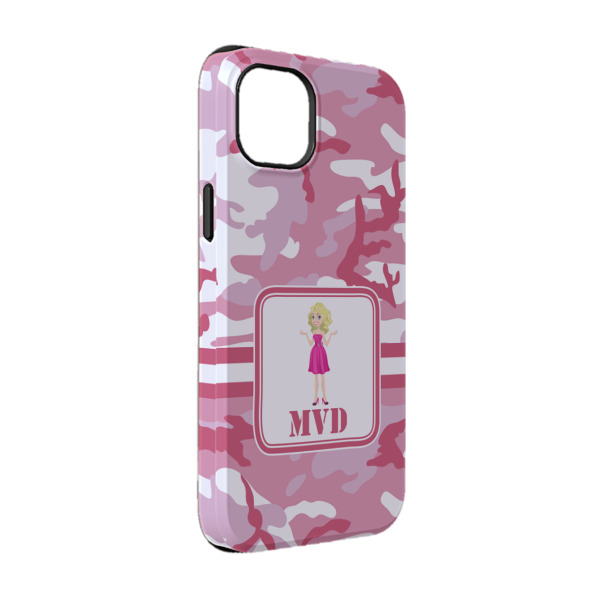 Custom Pink Camo iPhone Case - Rubber Lined - iPhone 14 Pro (Personalized)