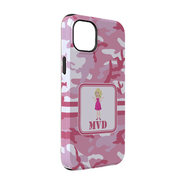 Custom Pink Camo iPhone Case - Rubber Lined - iPhone 14 (Personalized)