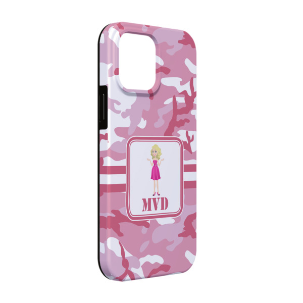 Custom Pink Camo iPhone Case - Rubber Lined - iPhone 13 (Personalized)
