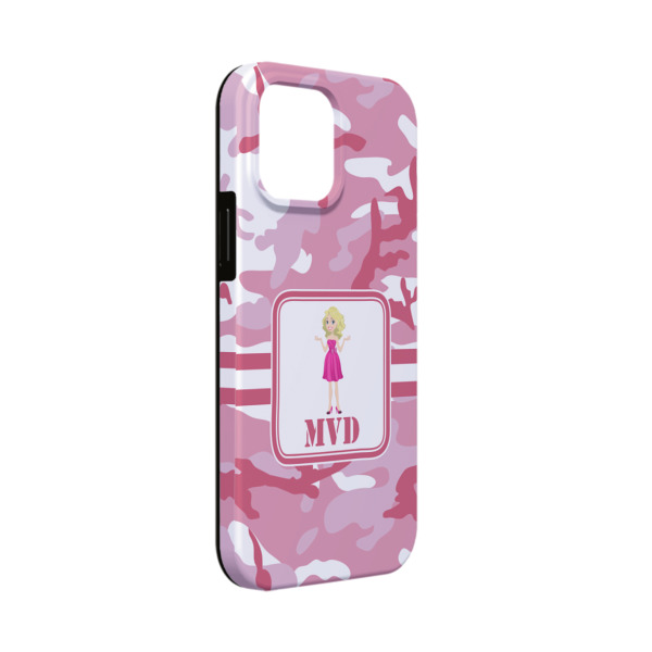 Custom Pink Camo iPhone Case - Rubber Lined - iPhone 13 Mini (Personalized)