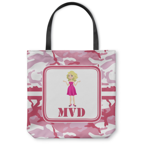 Custom Pink Camo Canvas Tote Bag (Personalized)