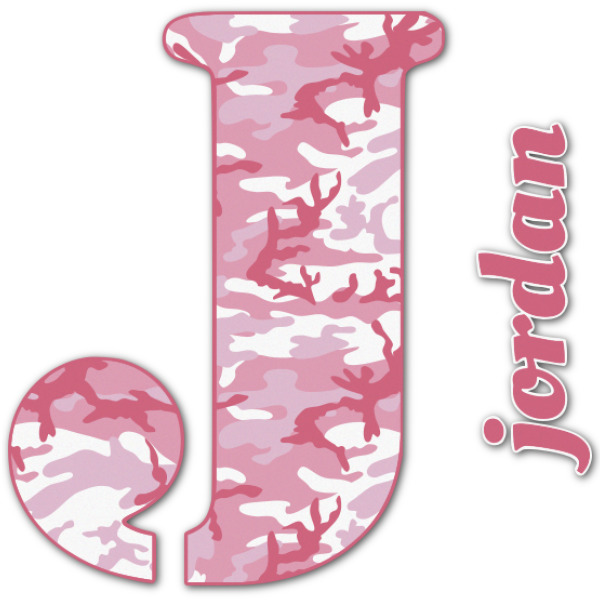 Custom Pink Camo Name & Initial Decal - Custom Sized (Personalized)