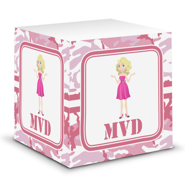 Custom Pink Camo Sticky Note Cube (Personalized)