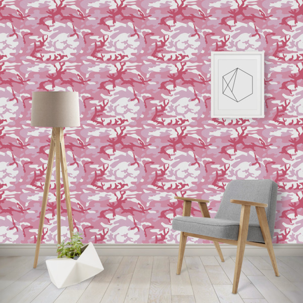 Custom Pink Camo Wallpaper & Surface Covering
