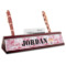 Pink Camo Red Mahogany Nameplate with Business Card Holder (Personalized)