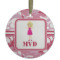 Pink Camo Flat Glass Ornament - Round w/ Name or Text