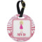 Pink Camo Plastic Luggage Tag - Round (Personalized)