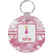 Pink Camo Round Plastic Keychain (Personalized)