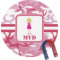 Pink Camo Round Fridge Magnet (Personalized)