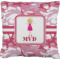 Pink Camo Faux-Linen Throw Pillow (Personalized)