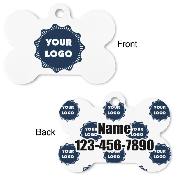 Custom Design - Bone Shaped Dog ID Tag - Small - Front & Back View
