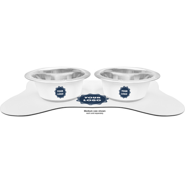 Custom Design - Metal Pet Bowls - On Dog Bone Shaped Mat