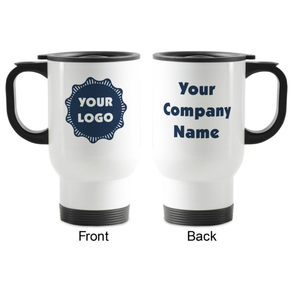 Custom Design - Stainless Steel Travel Mug with Handle - Front & Back