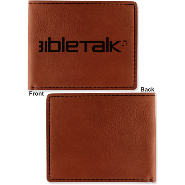 Custom Design - Cognac Leatherette Bifold Wallets - Front and Back Single Sided - Apvl