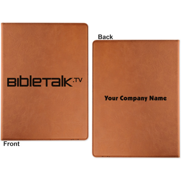 Custom Design - Cognac Leatherette Portfolios with Notepad - Large - Double Sided - Apvl