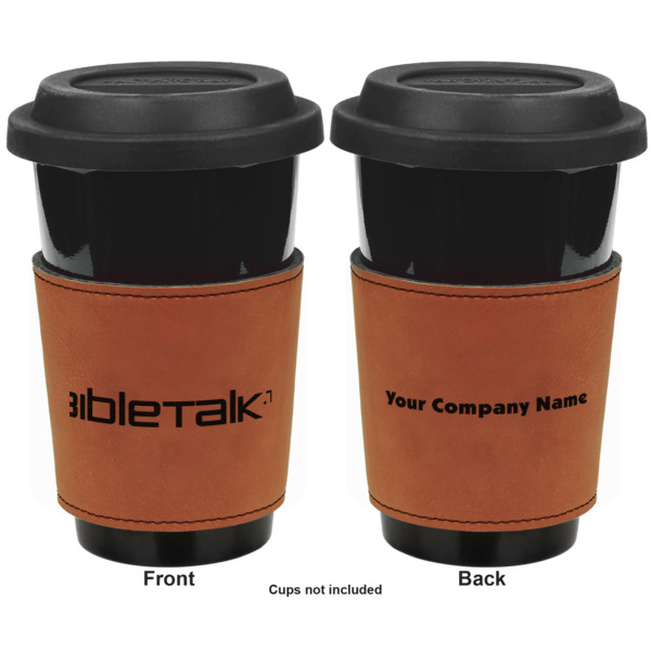 Custom Design - Cognac Leatherette Mug Sleeve - Double Sided Approval