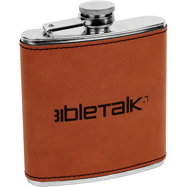 Custom Logo Leatherette Wrapped Stainless Steel Flask