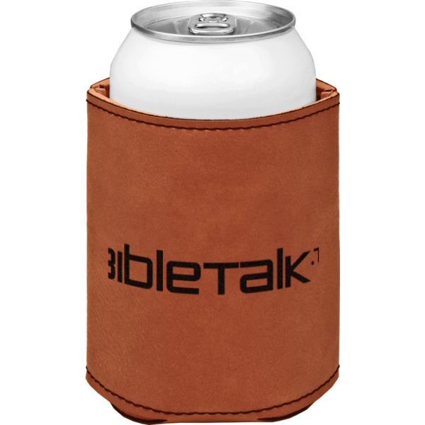 Custom Design - Cognac Leatherette Can Sleeve - Single Front