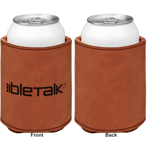 Custom Design - Cognac Leatherette Can Sleeve - Single Sided Front and Back