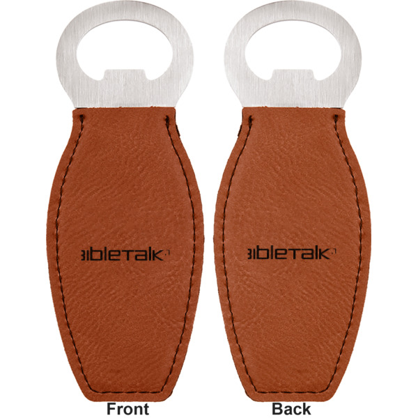 Custom Design - Leather Bar Bottle Opener - Front and Back (double sided)