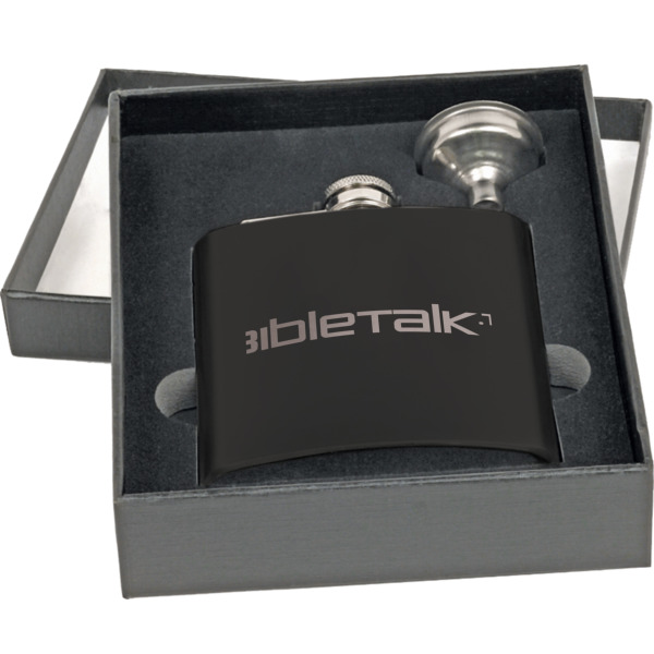 Custom Design - Engraved Black Flask Gift Set