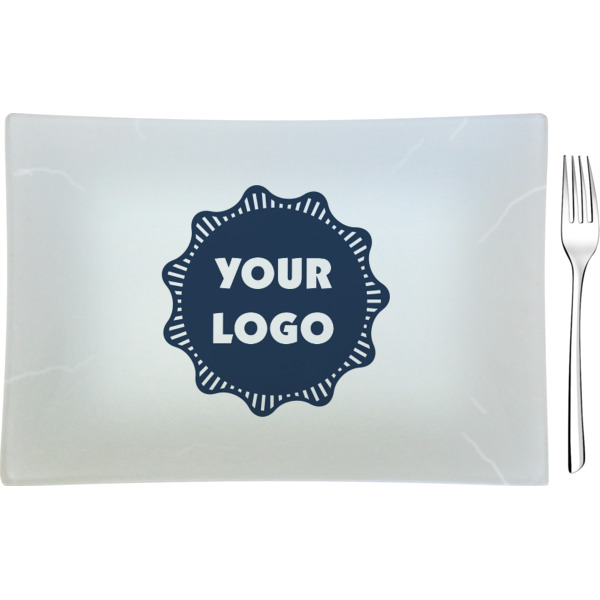 Custom Logo Rectangular Glass Appetizer / Dessert Plate