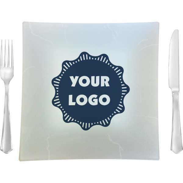 Custom Logo 9.5" Glass Square Lunch / Dinner Plate