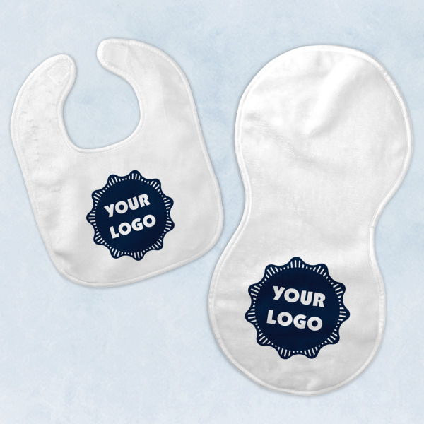 Custom Logo Baby Bib & Burp Set