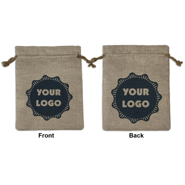 Custom Logo Burlap Gift Bag - Medium -Double-Sided