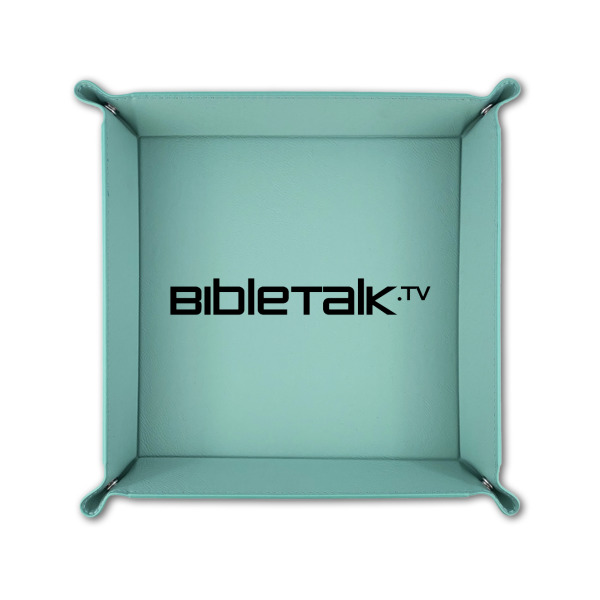 Custom Design - 6" x 6" Teal Leatherette Snap Up Tray - FOLDED UP