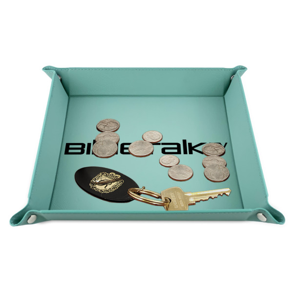 Custom Design - 9" x 9" Teal Leatherette Snap Up Tray - STYLED
