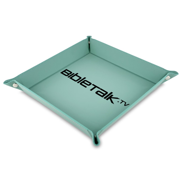 Custom Design Your Own Faux Leather Dice Tray - 9" x 9"  - Teal