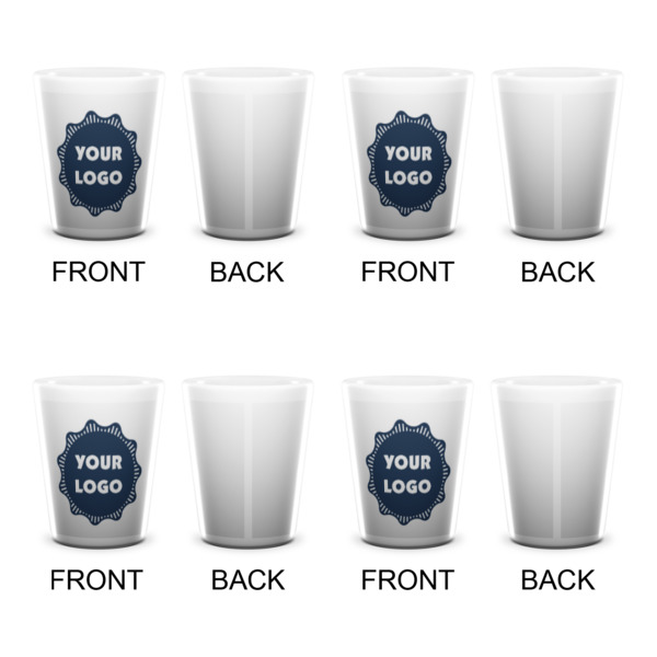 Custom Design - Ceramic Shot Glass - White - Set of 4 - Front & Back