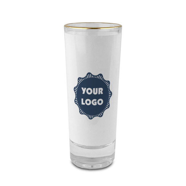 Custom Logo 2 oz Shot Glass - Glass with Gold Rim