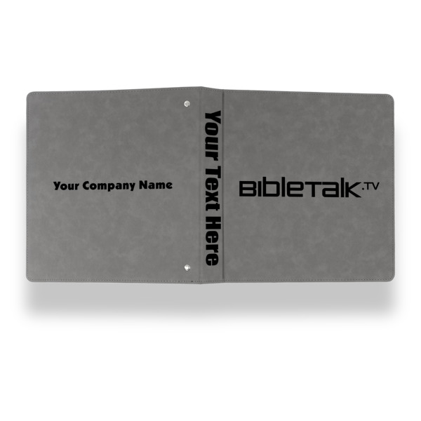 Custom Design - Leather Binder - 1" - Grey - Back Spine Front View